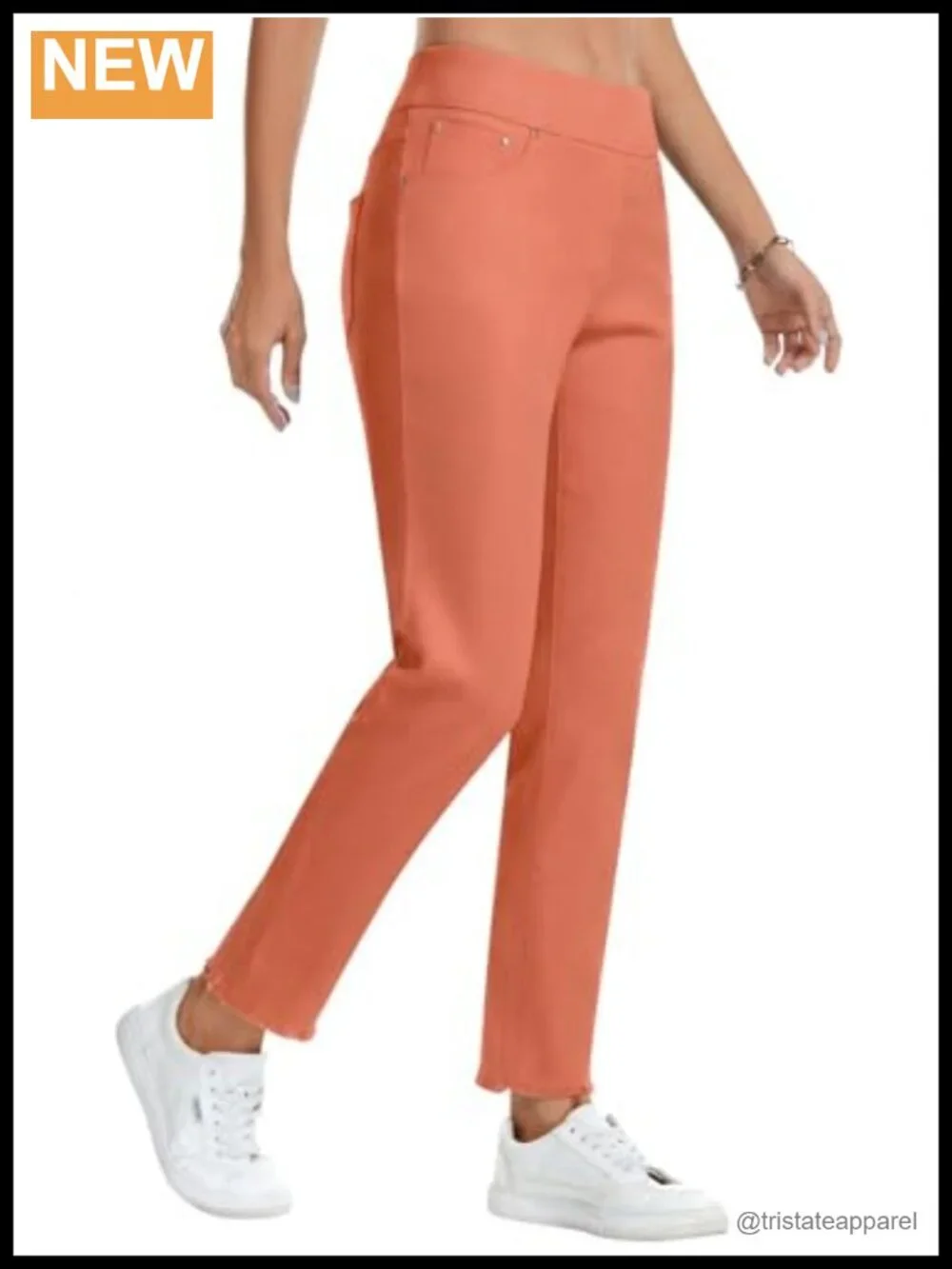 High Waisted Stretchy Jeggings Tummy Control Pull On with Pockets Straight Ankle